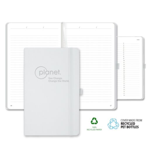 Oceano ECO rPET Medio White Recycled Pg Lined Journal-3