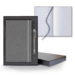 Castelli Linen Banded Medio Lined White Page Journal Gift Set - 7