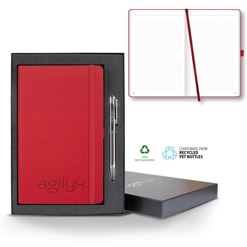 Castelli Oceano ECO rPET Medio Lined Recycled White Page Journal Gift Set - 3