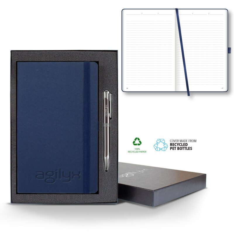 Castelli Oceano ECO rPET Medio Lined Recycled White Page Journal Gift Set - 7