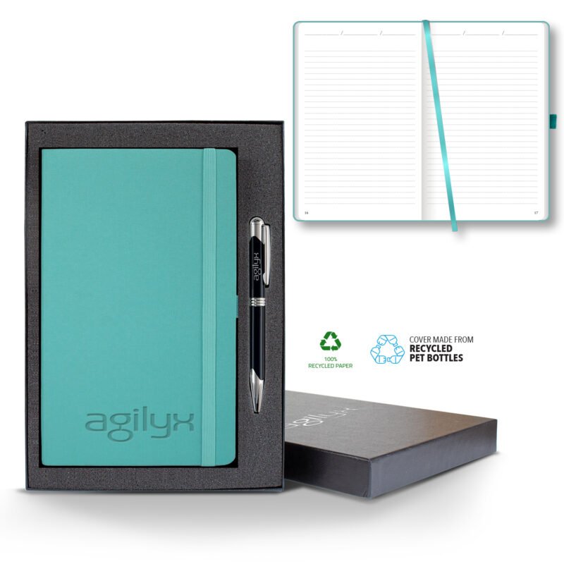 Castelli Oceano ECO rPET Medio Lined Recycled White Page Journal Gift Set - 8