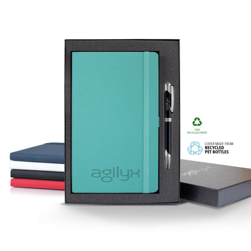 Castelli Oceano ECO rPET Medio Lined Recycled White Page Journal Gift Set