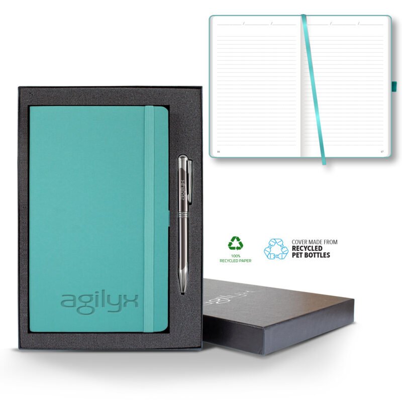 Castelli Oceano ECO rPET Medio Lined Recycled White Page Journal Gift Set - 9