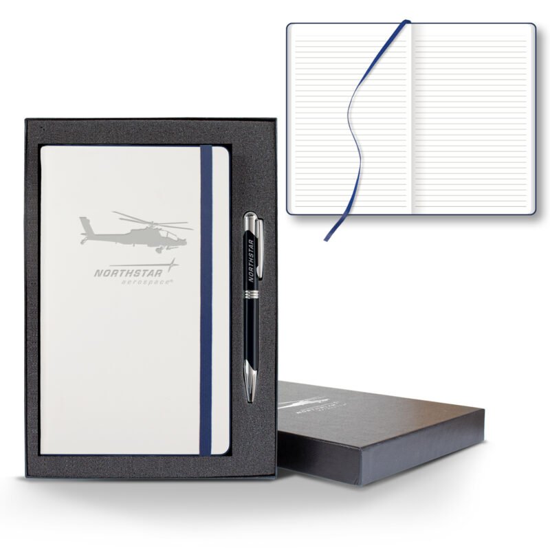 Castelli White Laser Medio Lined White Page Journal Gift Set - 8