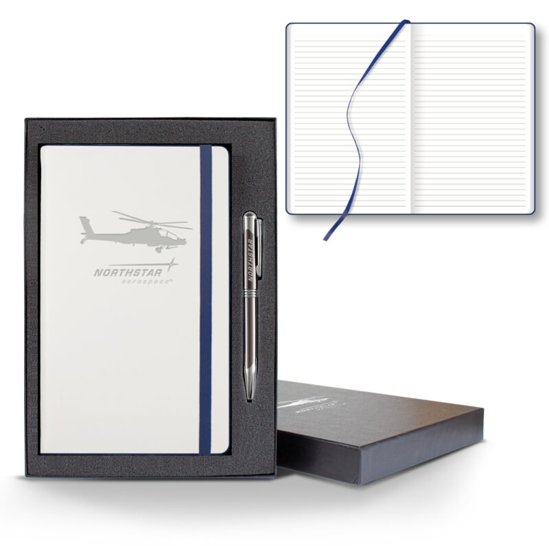 Castelli White Laser Medio Lined White Page Journal Gift Set - 9